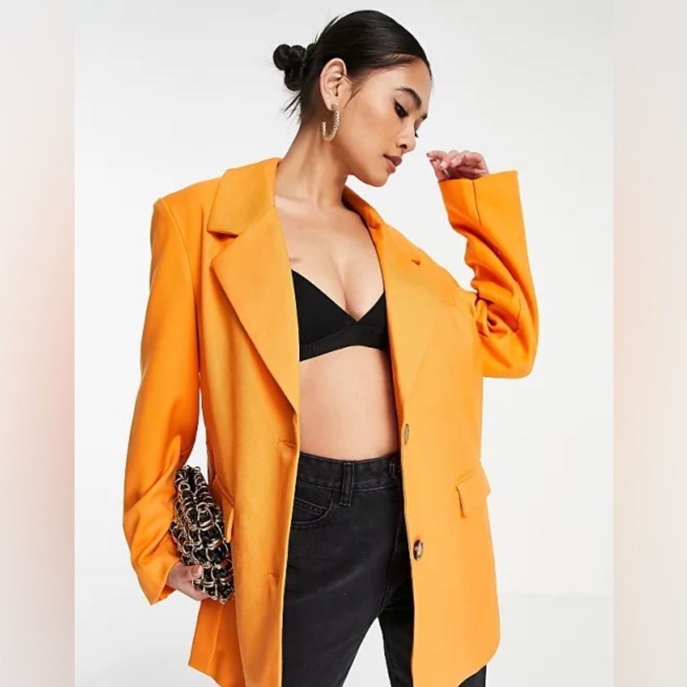 NWT Dkny RELAX FIT DOUBLE BREASTED BLAZER IN COLOR GOO / Orange